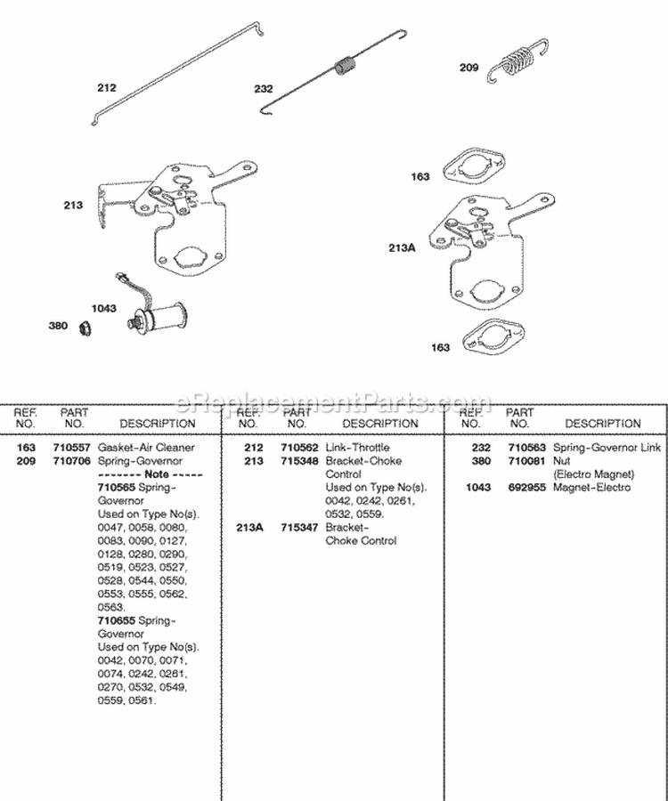 Crankshaft Diagram and Parts List for 245432-0083-01  Briggs and Stratton Engine